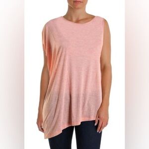 🎁Like New Lilla P Blue Heather S/S Assymetrical Hi-Lo Draped Top- Medium (8-10)